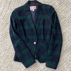 Black watch plaid blazer